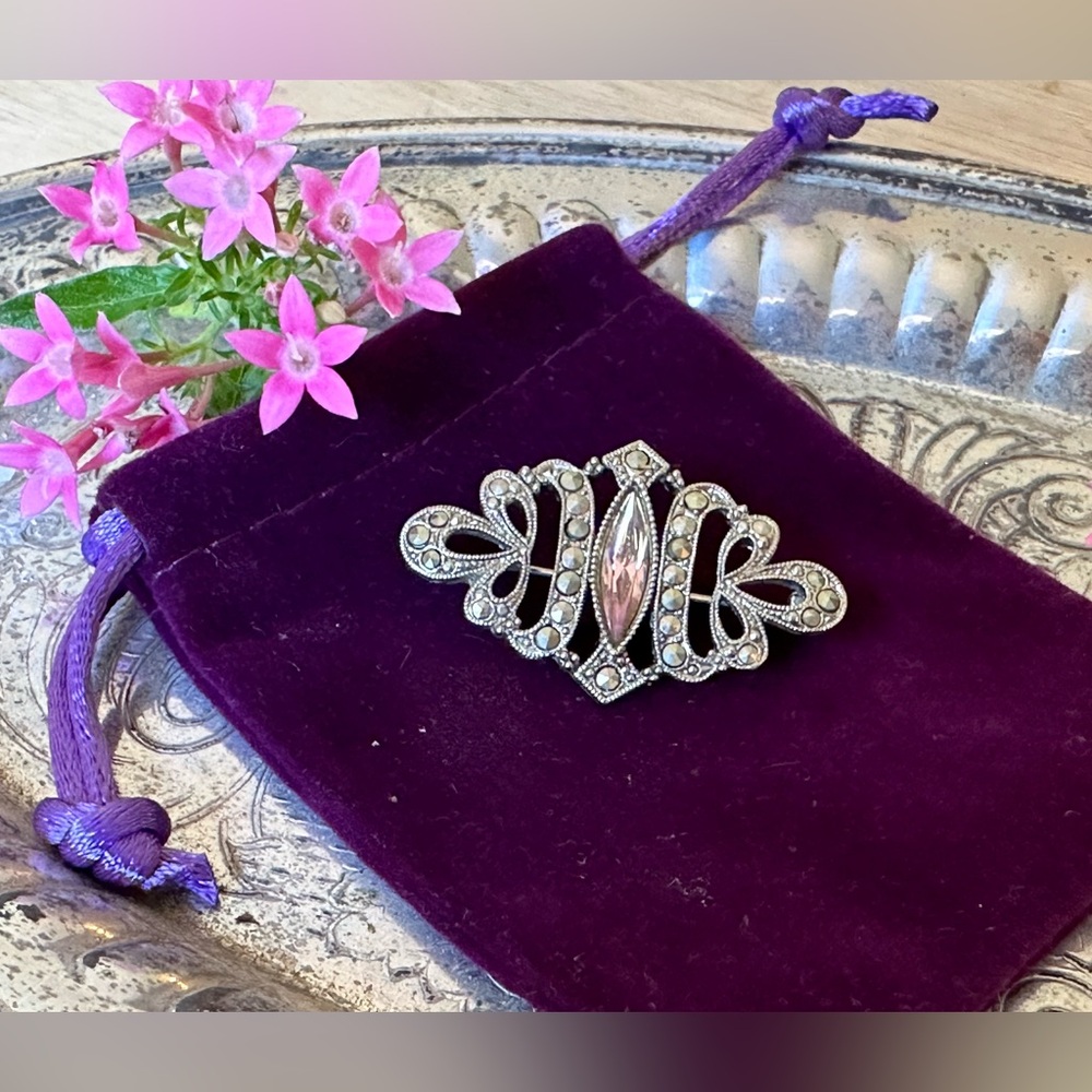 Vintage rhinestone brooch vintage silver brooch‎ victorian